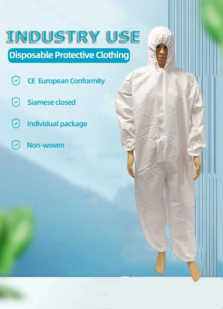 Disposable Non Woven PP PE SMS Microporous Coverall Industrial Supplies Suit Isolation Safety Work Protective Coverall